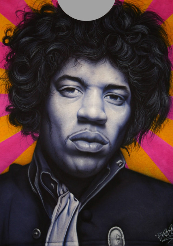 Jimi Hendrix purple face tshirt custom airbrushing